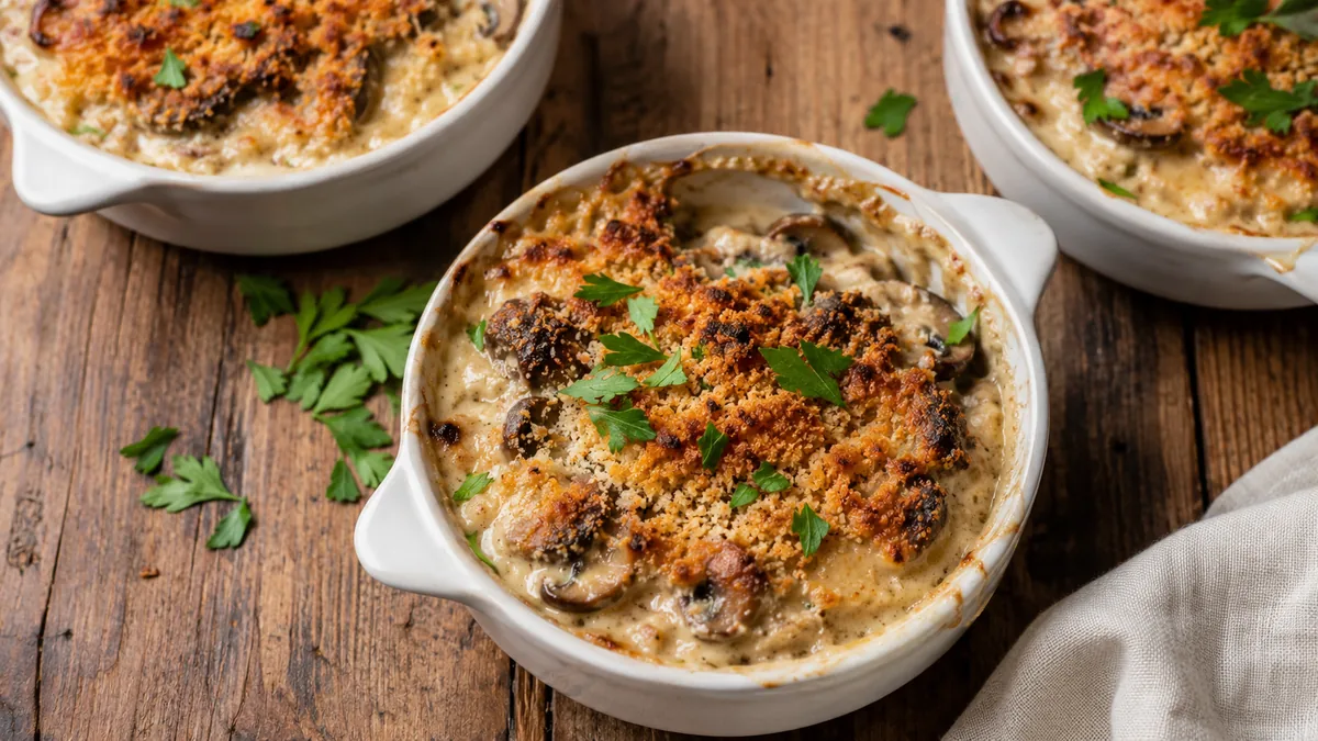 Coquilles Saint-Jacques gratinées à la bretonne aux champignons