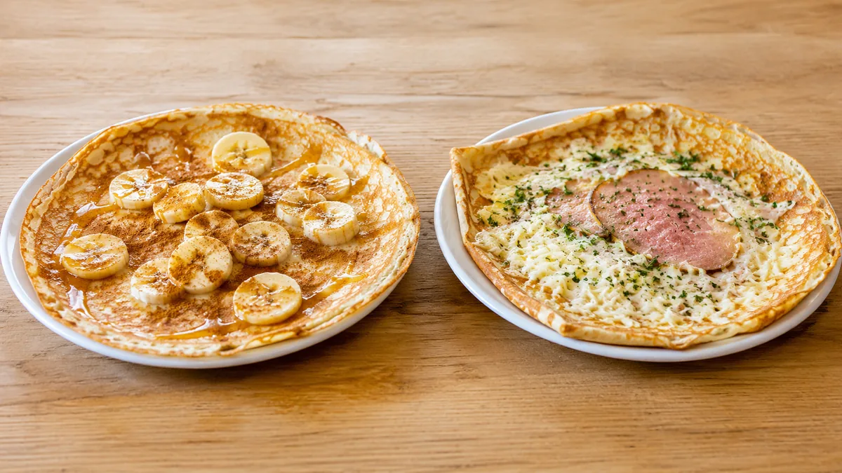 Comparaison galette flocon d'avoine sucrée et salée avec garnitures