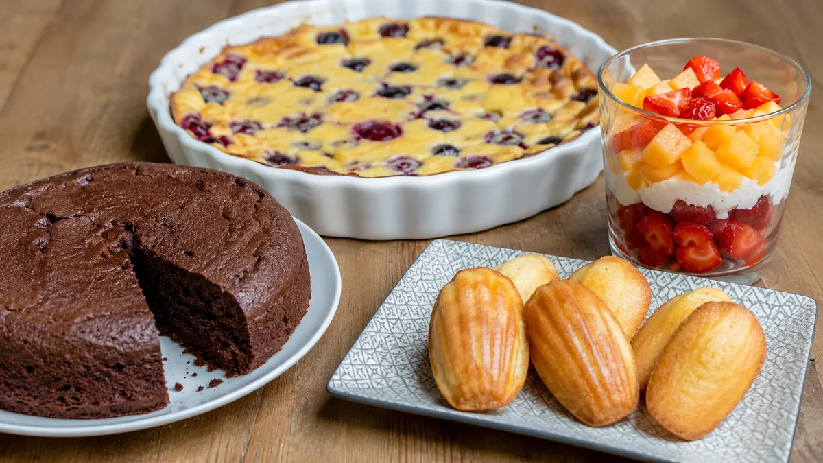 Sélection de desserts français sans gluten